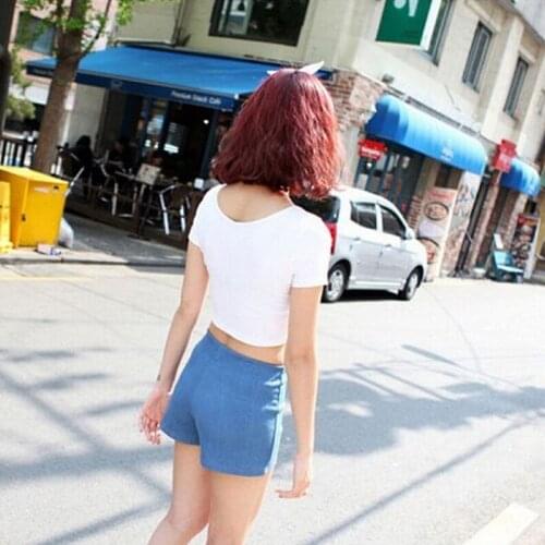 3 Colors short U neck Sexy Crop Top Short Sleeve Tee Basic tank top for lady girls Women Stretch Cotton Tanks