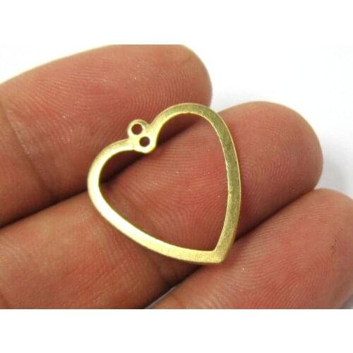 Brass charms Heart pendant 21x19mm Raw brass heart findings -30pcs R111