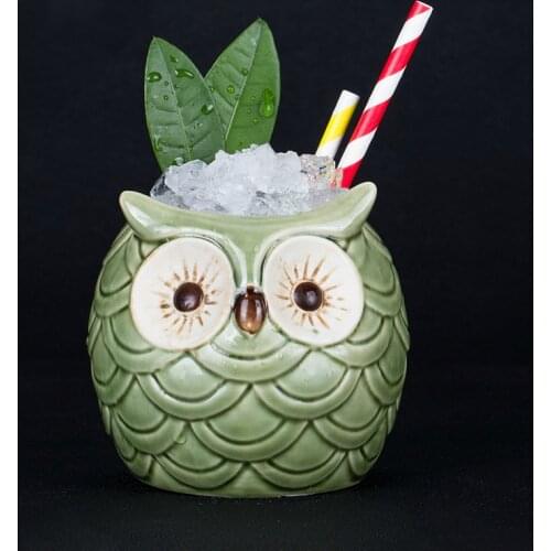 Originality 3D Ceramic Night Owl Tiki Cup Hawaii Maori Beach Bar Cocktail Glass Special Drinks Wine Tumbler Smoothies Sorbet Mug