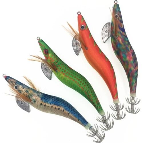 40Pcs Squid Jig Hard Fishing Lures 2.5# 3.5# Shrimp Bait 10cm 13.5cm Squid Hook Fishing Tackles