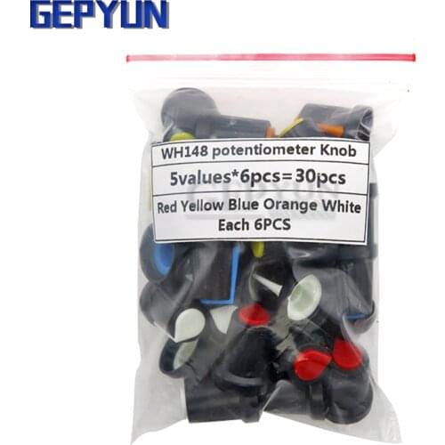 5value*6PCS=30PCS WH148 potentiometer knob cap(copper core) 15X17mm AG2 Yellow Orange Blue White Red Gepyun