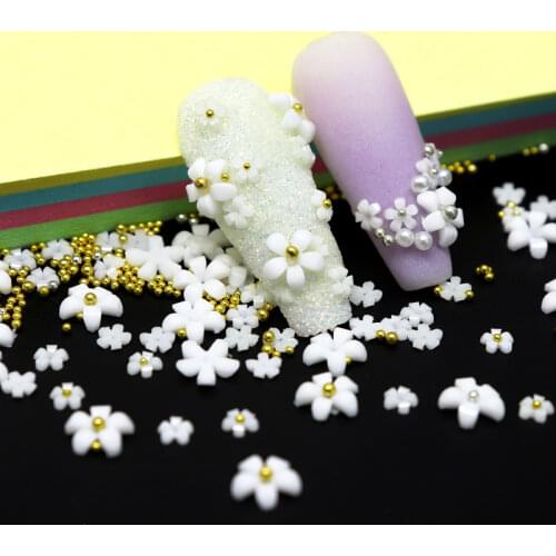 2g Acrylic Flower Nail Art Decoration Mixed Size White Rhinestones Silver Gem Manicure Tool Accessories For DIY Nail Design