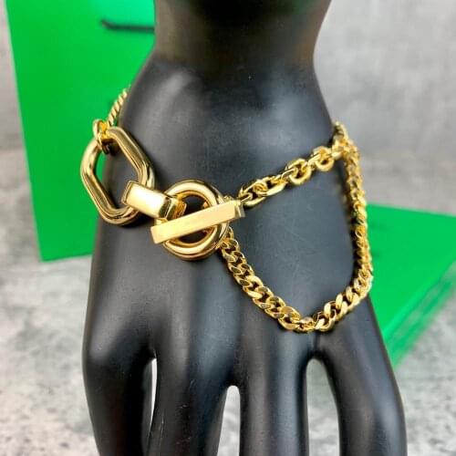 Brand Vintage Fashion Copper Chain Gold Color Thick Easy Lock Hip-hop Cool Guys Steamp Punk Unique Design Jewelry