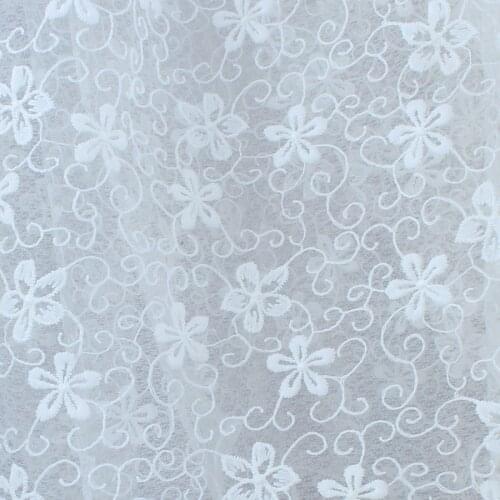 Flower Embroidery Lace Fabric White 130cm Wide By The Half Meter