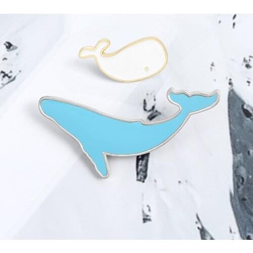 Cartoon Whale Shark Enamel Pins Blue white goldfish dolphin button badge fashion brooch for kids Ocean jewelry