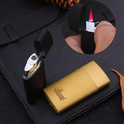 Gas Lighter Ultra-thin Portable Metal Lighters Frosted Red Flame Inflatable Windproof Lighter Cigarette Lighter Small Torch