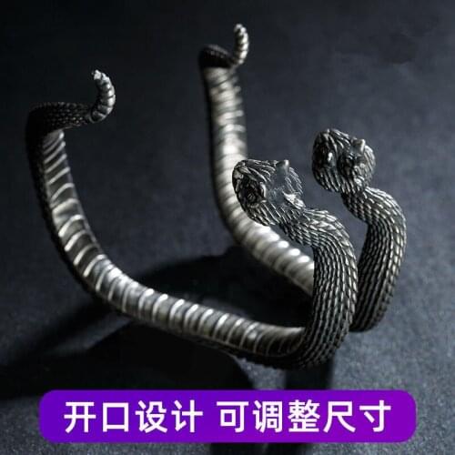 Personality Vintage Silver Plated Snake Bracelet Bangle Motorcycle Party Punk Domineering Women Men' Bangle Cool Hip Hop Jewelry
