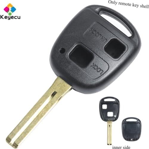 KEYECU Replacement Remote Key Shell - 2 Buttons & TOY48 Uncut Blade Without Buttons Pad - FOB for Toyota Land Cruiser
