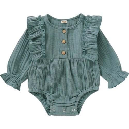 Baby Girls Clothes Newborn Spring Jumpsuit Infant Muslin Cotton Long Sleeve Romper 0-18 Month