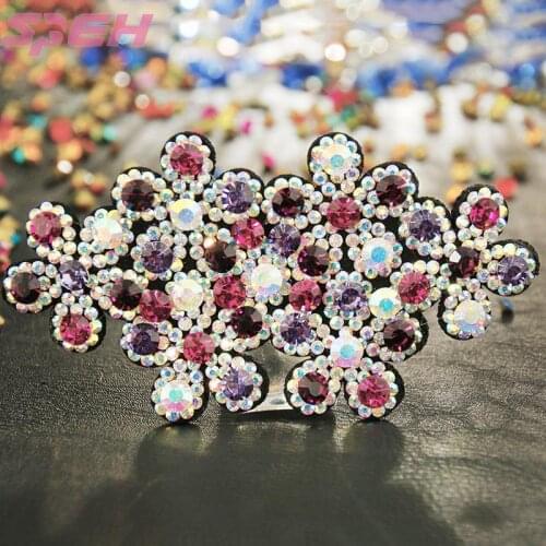 Hairpin jewelry leather flower horsetail spring clip top clip hair ornament crystal disc hair clip headdress
