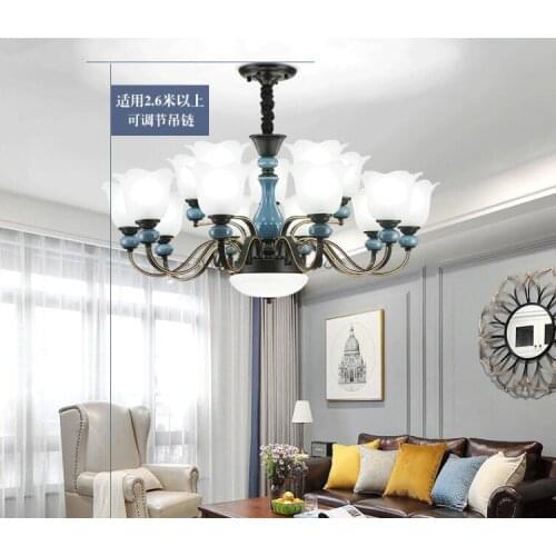 Living room chandelier European luxury atmosphere ceramic restaurant chandelier simple European bedroom American net red lightin