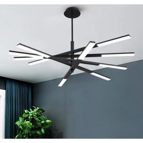 Stacked LED Chandelier Gold black chandelier Metal Long Rod nordic style lamp Indoor Lamp Home flush mount light