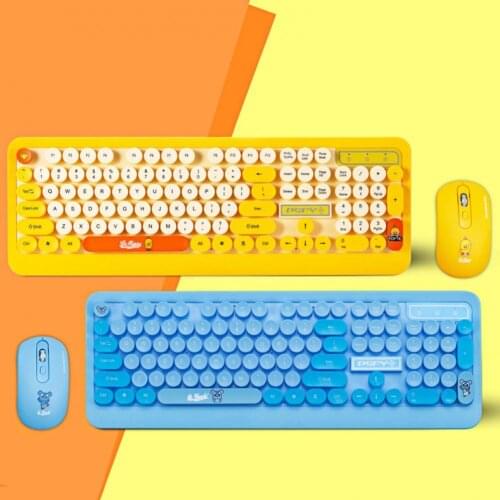 Wireless Gaming Keyboard and Mouse Set Round Keycap Silent Wireless Keyboard Mouse For Computer Laptop PC Gamer Accessories