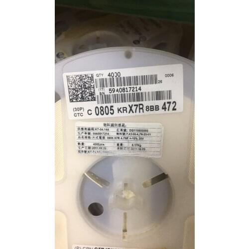 New and original C0805KRX7R8BB472 0.1UF 25V X7R 0805 capacitance