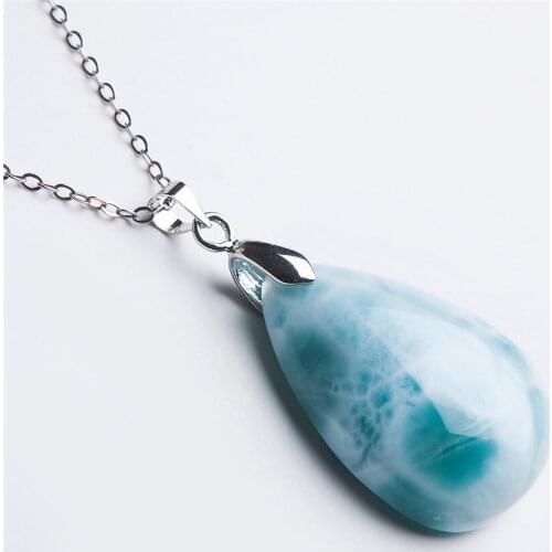 30*22*10mm New Arrival Hot Fashion Natural Stone Pendant For Jewelry Making Necklace Waterdrop White Blue Larimar Pendant Bead