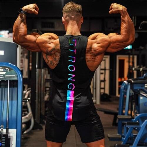 New Muscle mens tank tops shirt gym tank top fitness clothing Ishaped sports vest sleeveless man canotte bodybuilding clothes