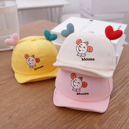 Toddler Baby Cute Hat Infant Baby Short Brimmed Cap Embroidery Mouse Pattern Boys Girls Children Sunshade Caps Lovely Heart Hats