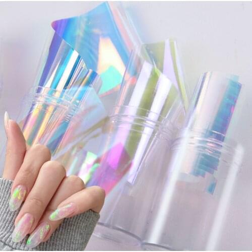 Aurora Foil Film Nail Sticker Laser Jewelry Candy Paper Manicure Cellophane Foil Aurora Glass Nails Decals Nail Art Decoration