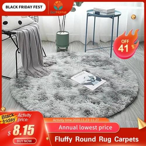 Fluffy Round Rug Carpets for Living Room Decor Faux Fur Rugs Kids Room Long Plush Rugs for Bedroom Shaggy Area Rug Modern Mats