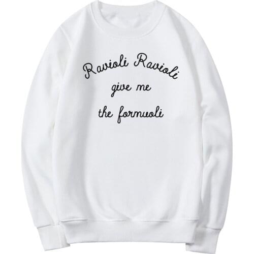 Ravioli Ravioli Give Me The Formuoli Crewneck Sweatshirt 90s Cartoon Hoodies Funny Gift for Anime Lover Unisex Sweatshirts Tops