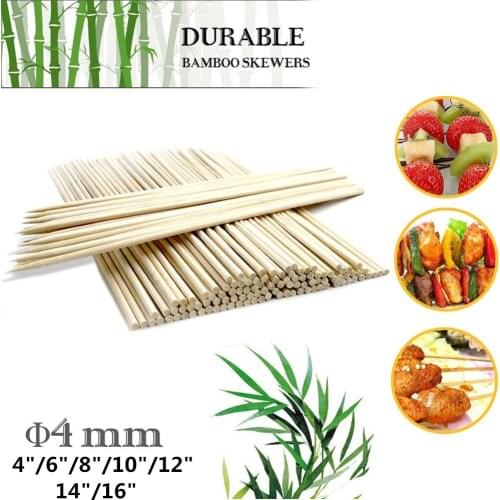 Natural Bamboo Skewers for BBQ Appetiser Fruit Cocktail Kabob Chocolate Fountain Grilling Barbecue Kitchen Crafting and Party