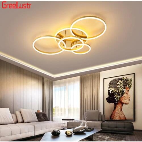 Modern Gold Led Ceiling Lamp Lustres Brief Design Acrylic Plafond Lampara Luminaire for Bedroom Chandelier Light Fixtures