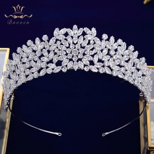Full Zircon Bride Tiaras Crowns Wedding Plated Crystal Hairbands Hair Accessories Birthday Gifts For Girls