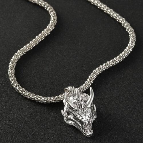 Domineering Dragon Head Pendant Necklace for Men Women Motorcycle Party Steampunk Animal Necklace Chains Unisex Jewelry Gifts