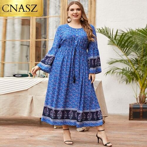 New Womens Fashion Comfortable Floral Print Long Sleeve Pleated Long Skirt Arab Robe Dresses For Women 2021 Vestido De Mujer