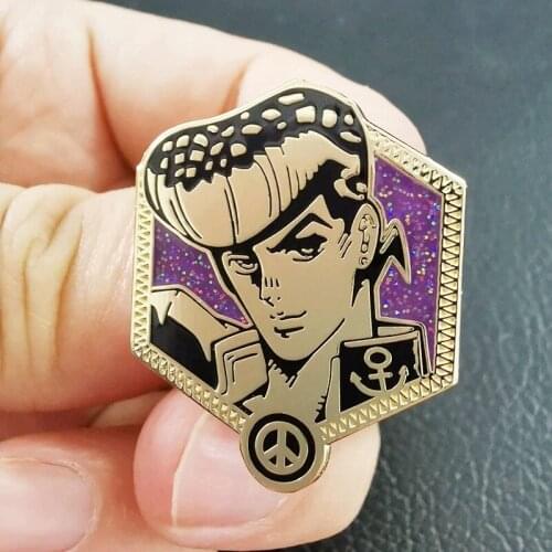 Golden Series Josuke Higashikata Brooch Pins Enamel Metal Badges Lapel Pin Brooches Jackets Jeans Fashion Jewelry Accessories