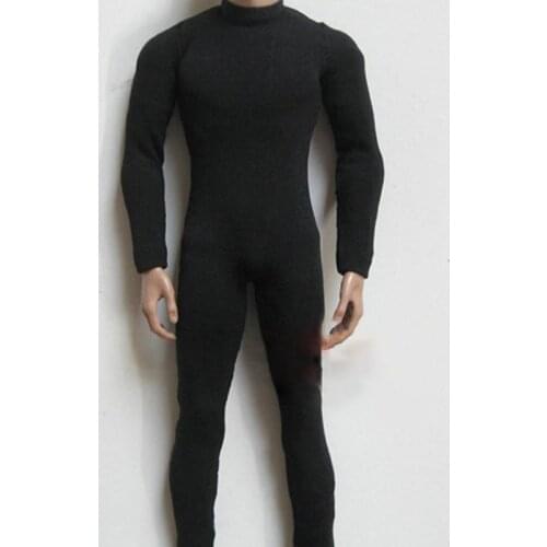 1/6 Scale Black Tight-Fitting Stretch Bodysuit Male Soldier Clothes Model Fit 12-Inch Action Figure Body