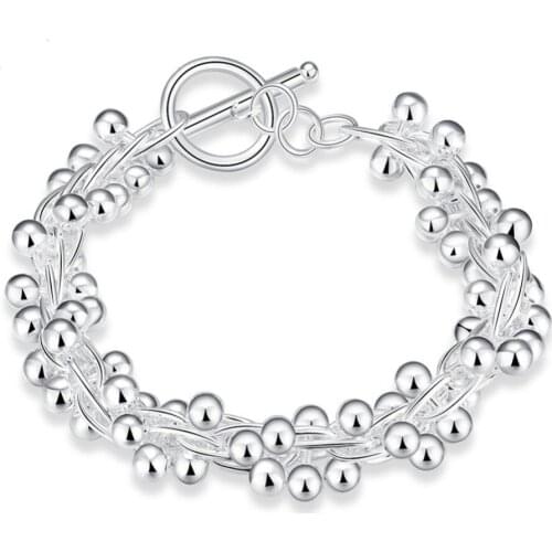 10pcs 925 silver fashion beads chain bracelet women children the best gift Cute Factory Price