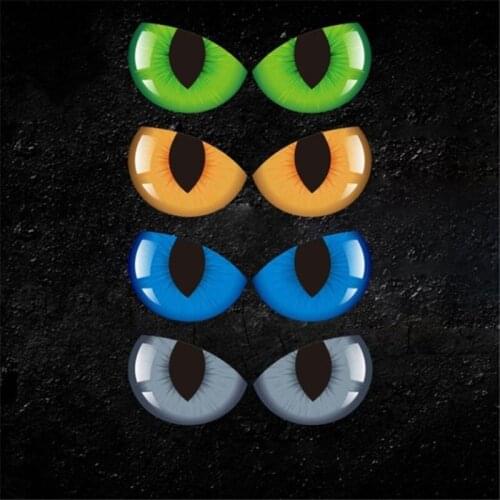 2pcs Cute Simulation Cat Eyes Car Stickers 3D Vinyl Decal For Rearview Mirror Car Head Engine Cover Windows Decoration