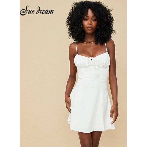 2021 New Summer Womens Sexy Spaghetti Slim Mini A-line Dress Elegant White Celebrity Club Party Dress Vestido