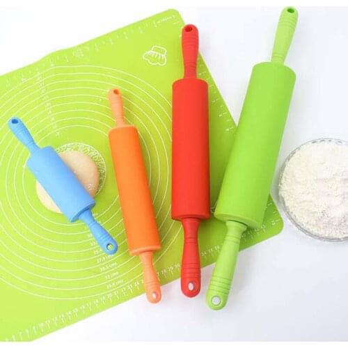 3 Size Silicone Rolling Pin Pastry Non-Stick Dough Flour Roller Plastic Handle Fondant Pastry Roller Kitchen Baking Cooking Tool