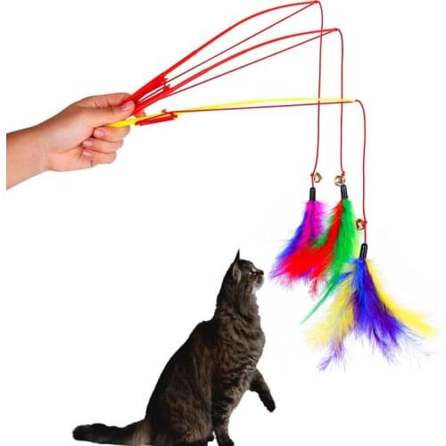 3pcs/lot Pet Cat Teaser Cat Kitten Toys Set Natural Toy With Feather Funny Mice And Sturdy Plastic Feather Home Rods Toys Supply