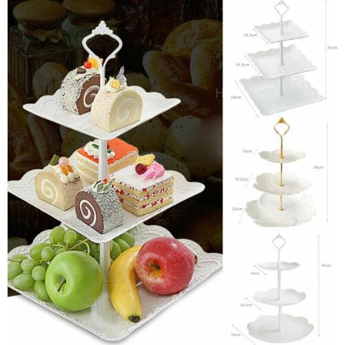 3 Tier Plastic Cake Stand Afternoon Tea Wedding Plates Party Tableware New Bakeware Cake Shop Three Layer Cake Rack