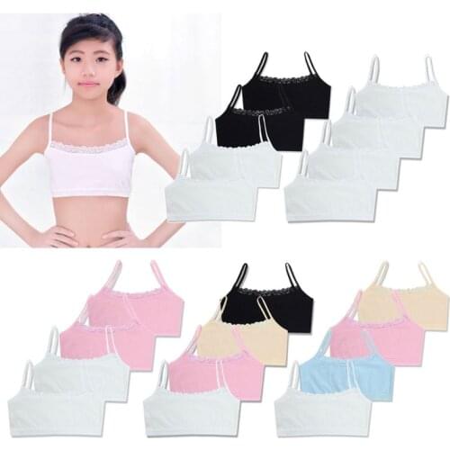 4pcs/set Lace Cotton Young Girls Training Bra Kids Vest Teens Teenage Underwear Children Bras for 8 9 10 11 12 13 14 years old