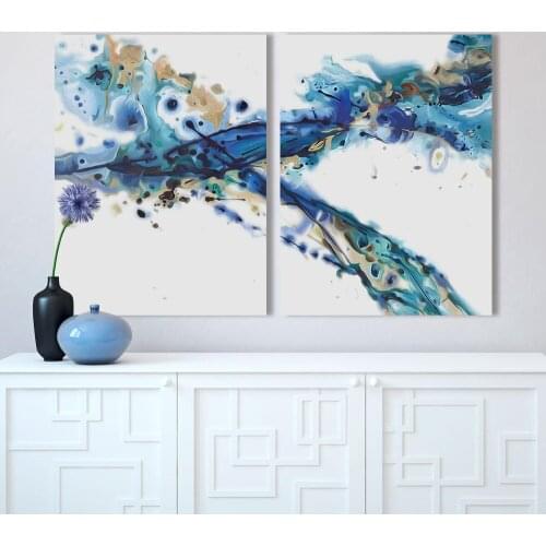 Painting Abstract Blue Oil Painting Unframed Nordic Decorative Wall Art for Living Room Bedroom Home Decorations Poster Canvas