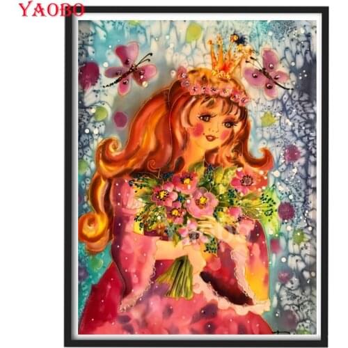 DIY Diamond Mosaic Embroidery Cartoon little girl 5D Diamond Painting New Arrivals Flower Girl Paintings For Interior Home Decor