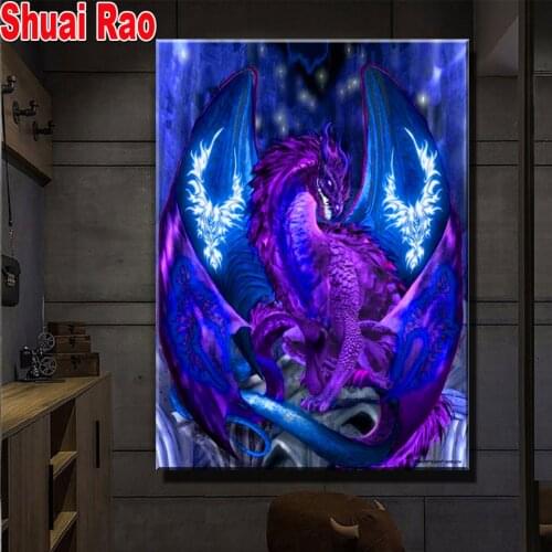Diy diamond painting fantasy Blue Dragon 5D,Gothic art,cross stitch,full Round diamond embroidery,Handicraft mosaic