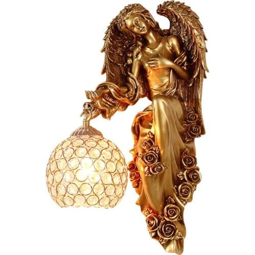 Angel Girl Wall Lamps Rose Wings Creative Wall Sconces Lighting Fixture for Living Room Bedroom Bar Wall Mirror Light Home Decor