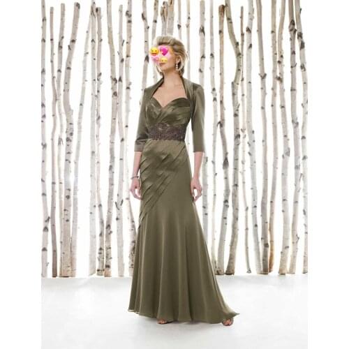 Satin Chiffon Mother Dresses with Jacket Evening Dresses For Weddings vestido de festa para mae da noiva Dress for Women Lace