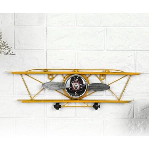 Wrought Iron Pendulum Clock Creative American Retro Airplane Clock Living Room Dining Room Wall Ornaments Home Wall Hanging