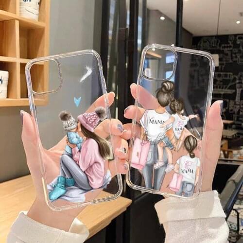 Phone Case For iphone 12 11 8 7 6s 6 5 5s 5c se plus mini x xs xr pro max Baby Mama Super Mom Girl Transparent soft