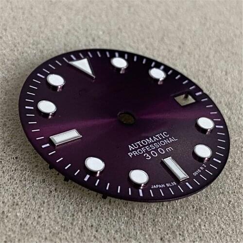 Purple Watch Dial 29MM Green Luminous Men Business Watch accessory For NH35A/NH36 Movement