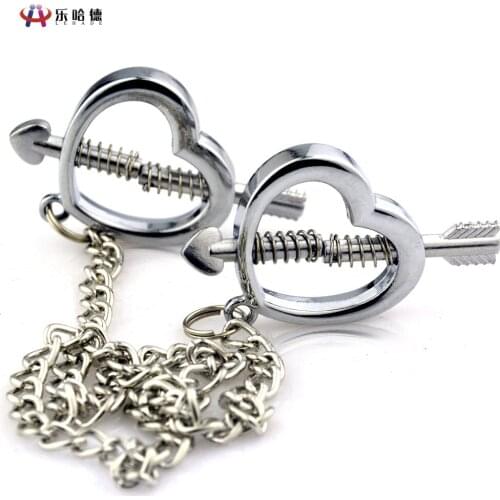 Cupids Love Nipple Clip Metal Adjustable Sexy Heart-shaped Nipple Clip One Arrow Piercing Nipple Clamps