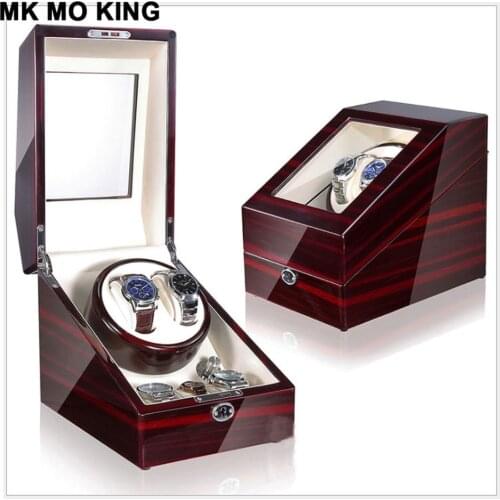 Wood Electric Fibre Automatic Upper Chain Gift Box for Luxury Brand Watches 5 Grids LED Fiber Leather Watch Bracelet Boxes 2020