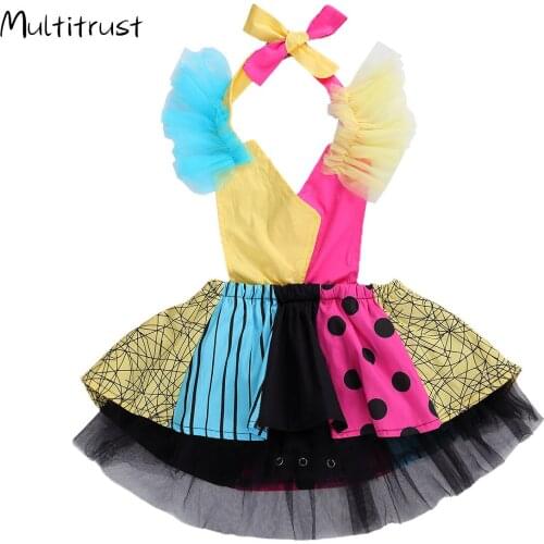 0-24M Baby Princess Girls Boys Bodysuit Dress Patchwork Print Lace Sleeveless Belt Jumpsuits Tutu Bodysuit