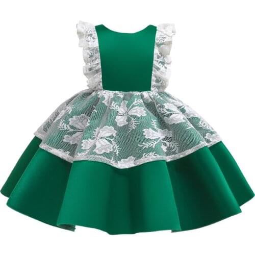 Summer new girls court party princess dress childrens lace role-playing evening dress flower girl sweet wedding dress